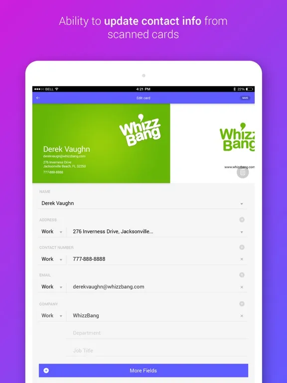 Business Card Reader & Scanner iPad Screenshots