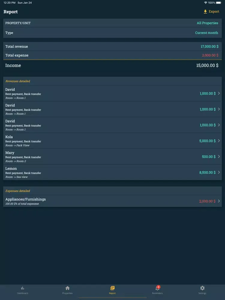 X Landlord: Tenant Management iPad  Screenshots