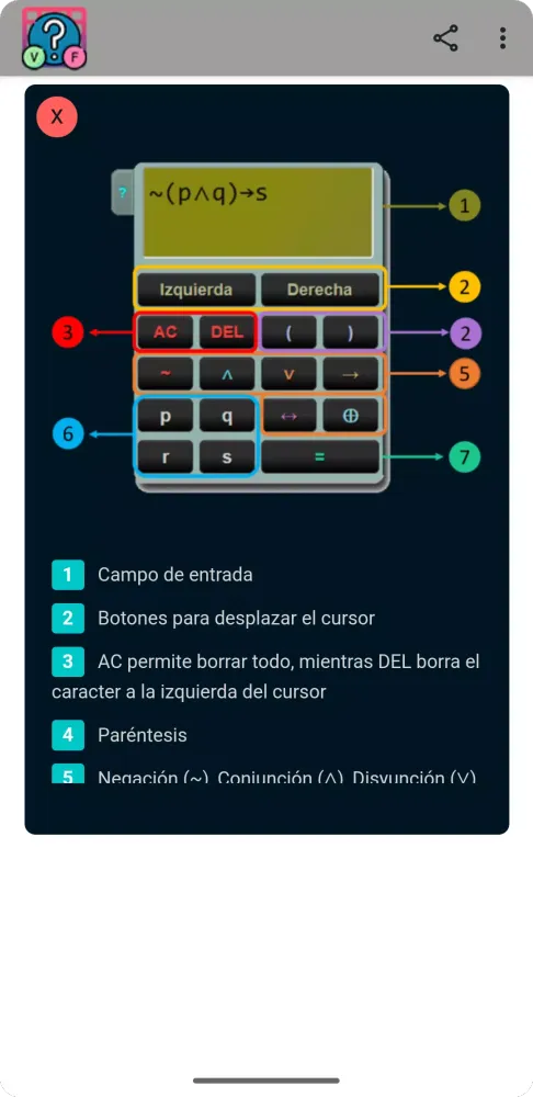 Capturas de tela do Generador de Tablas de Verdad