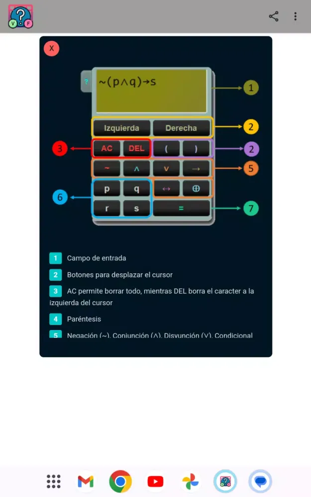 Capturas de tela do Generador de Tablas de Verdad