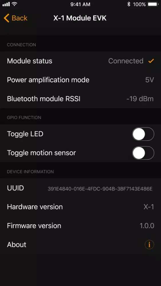 Tangkapan layar XTI EVK Connect