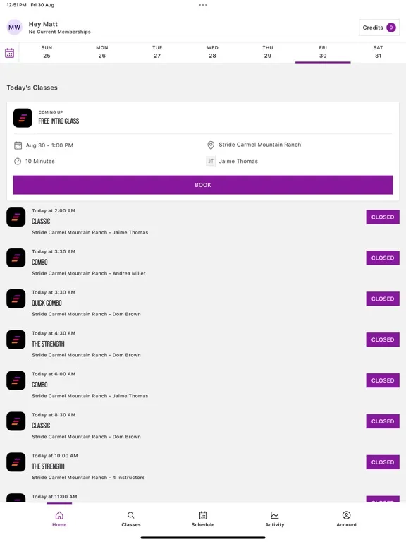 STRIDE Fitness SoCal iPad  Screenshots