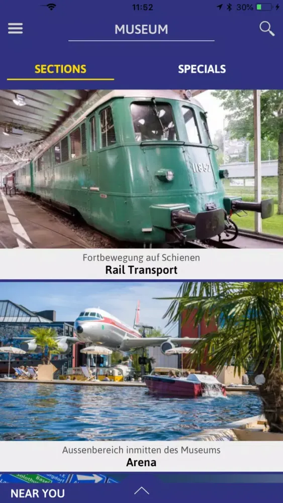 Tangkapan layar Verkehrshaus App