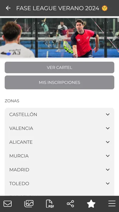 Capturas de tela do Padel Team League
