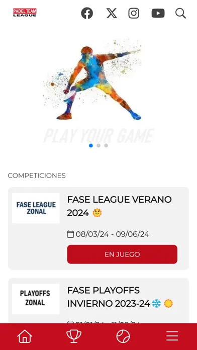 Capturas de tela do Padel Team League