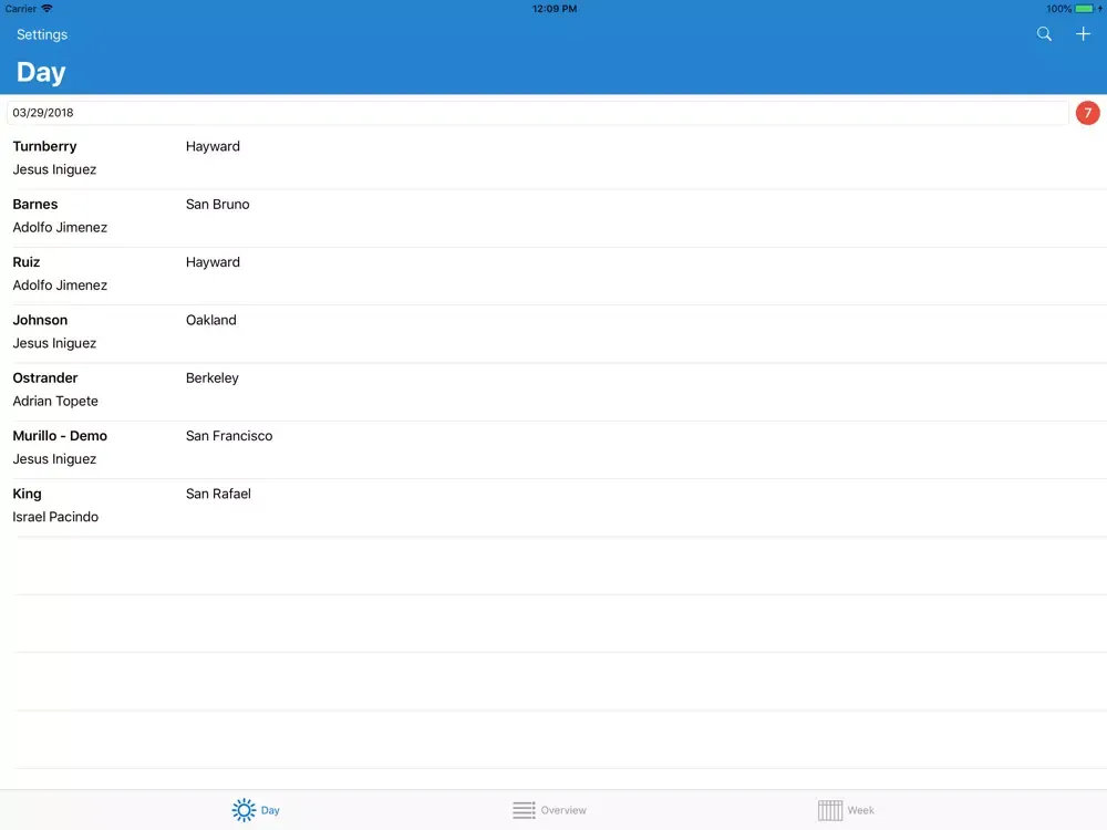 Ảnh chụp màn hình của Synergy Scheduler iPad 