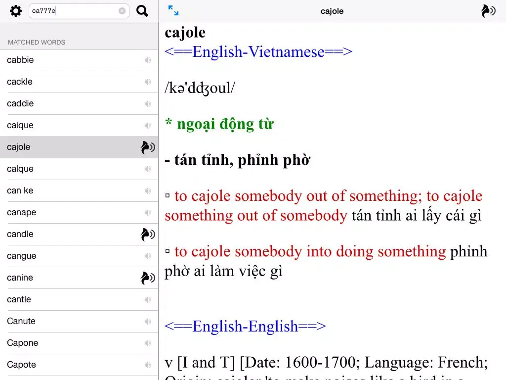 Bamboo Dict English-Vietnamese All In One iPad  স্ক্রিনশট