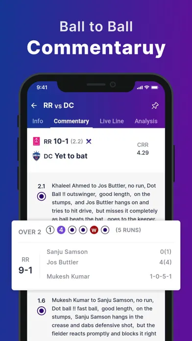 Tangkapan skrin CricScore : Live Score & News