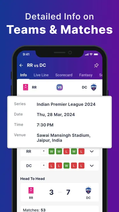 Tangkapan skrin CricScore : Live Score & News