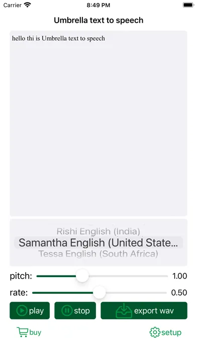 Tangkapan layar Umbrella text to Speech