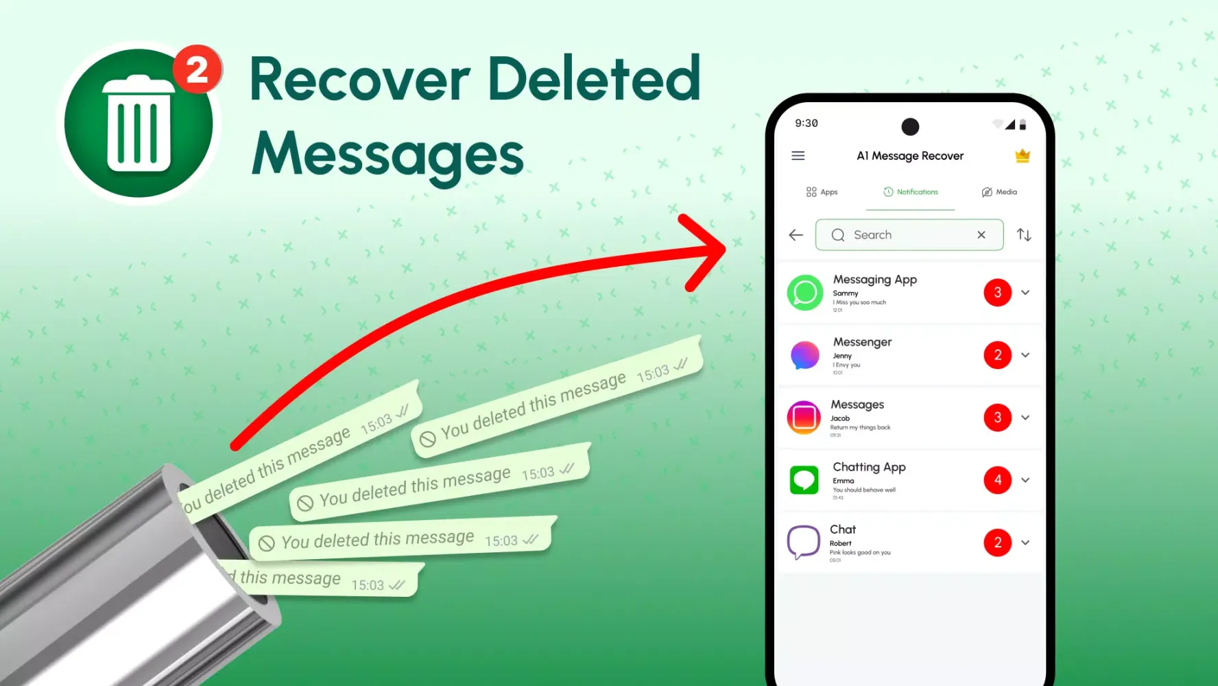 Deleted Messages Recovery App Screenshots