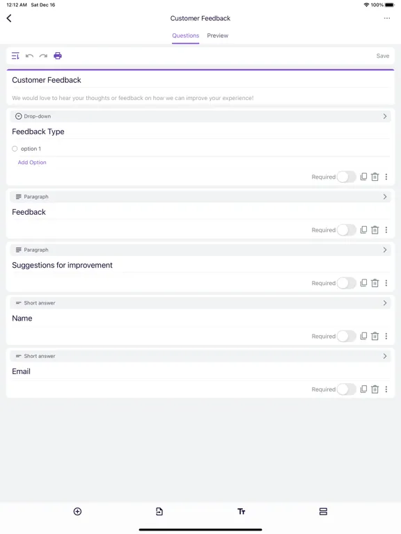 Screenshot di Forms App for Google Docs iPad 