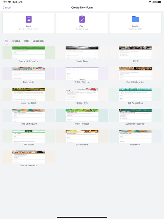 ภาพหน้าจอของ Forms App for Google Docs iPad 
