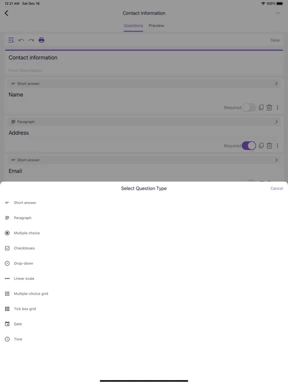 Screenshot di Forms App for Google Docs iPad 