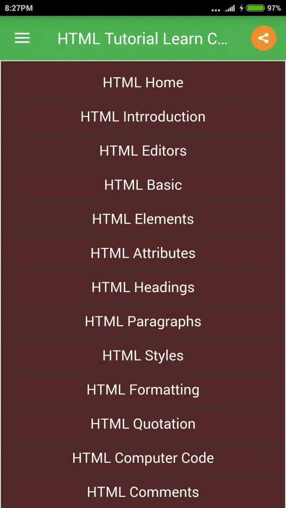 HTML Tutorial Screenshots