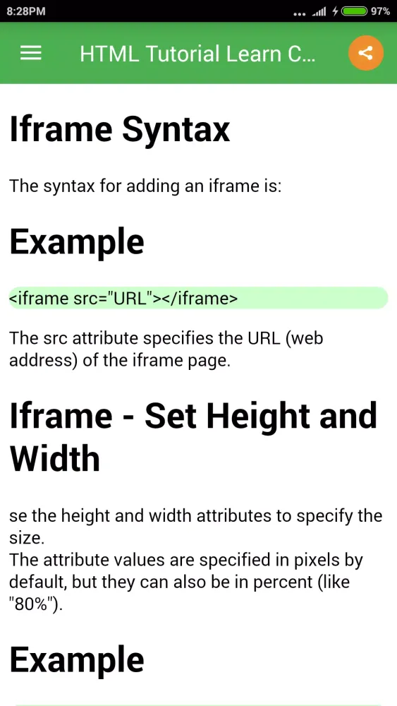 HTML Tutorial Screenshots