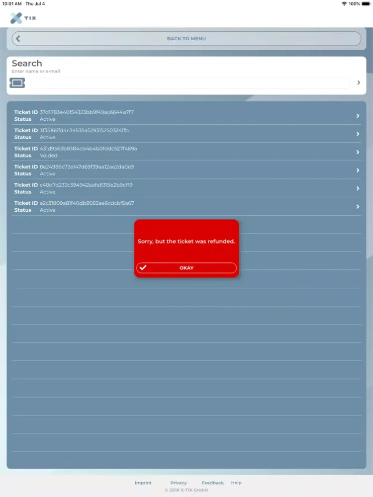 X-TIX Ticket Scanner iPad  스크린샷