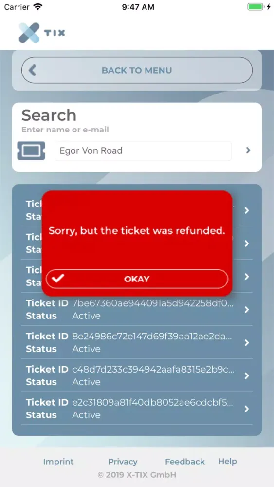 X-TIX Ticket Scanner 스크린샷