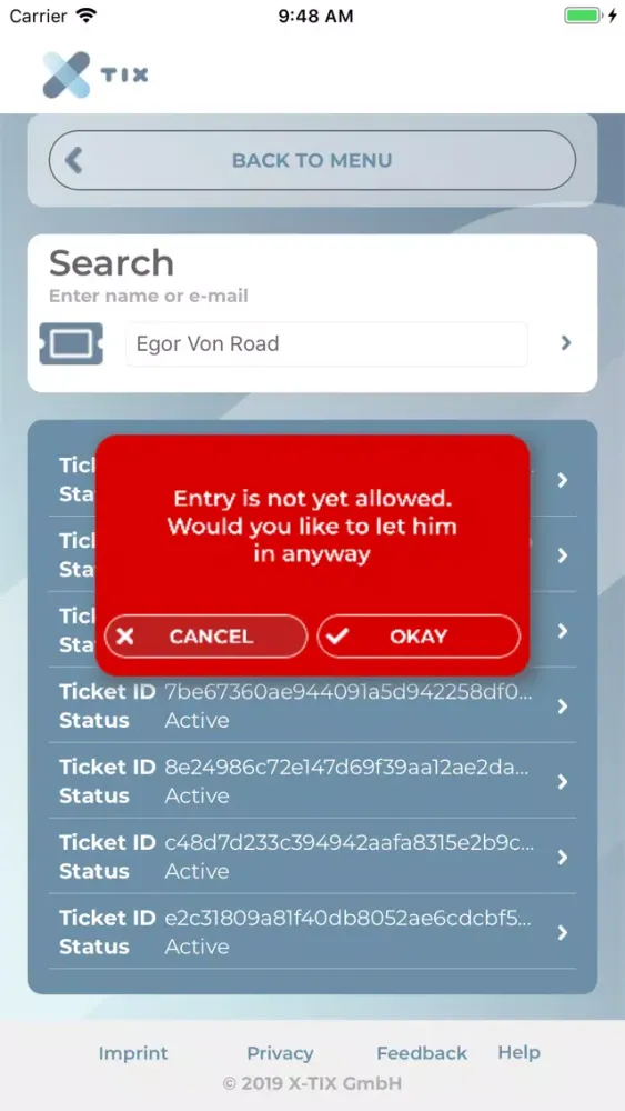 X-TIX Ticket Scanner 스크린샷
