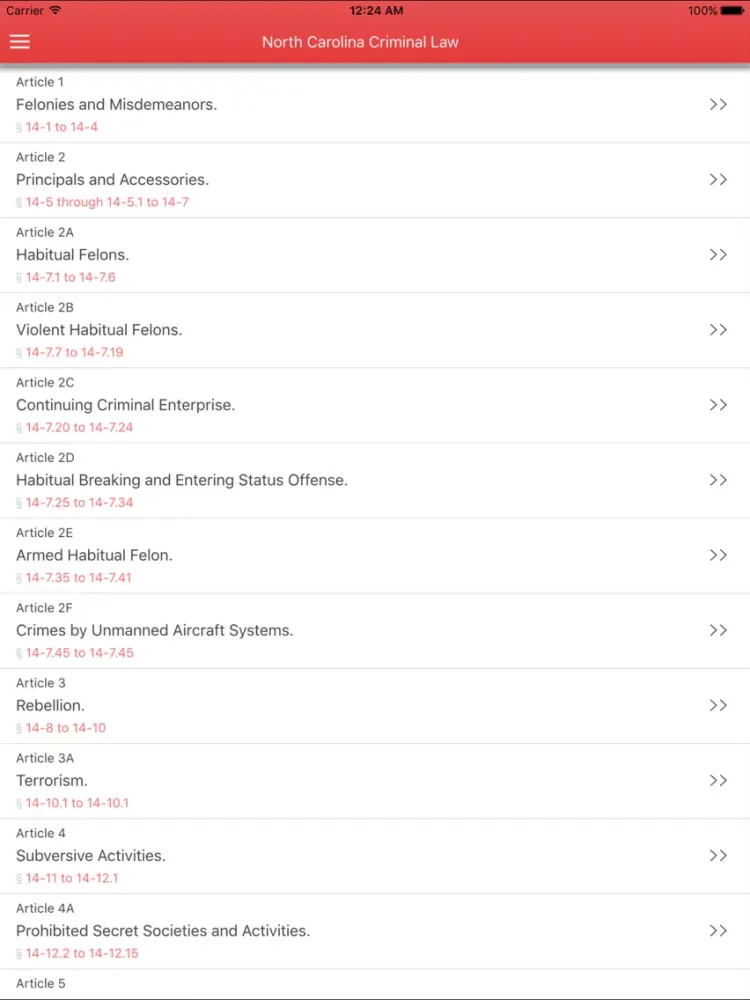 Скриншоты NC Criminal Law iPad 