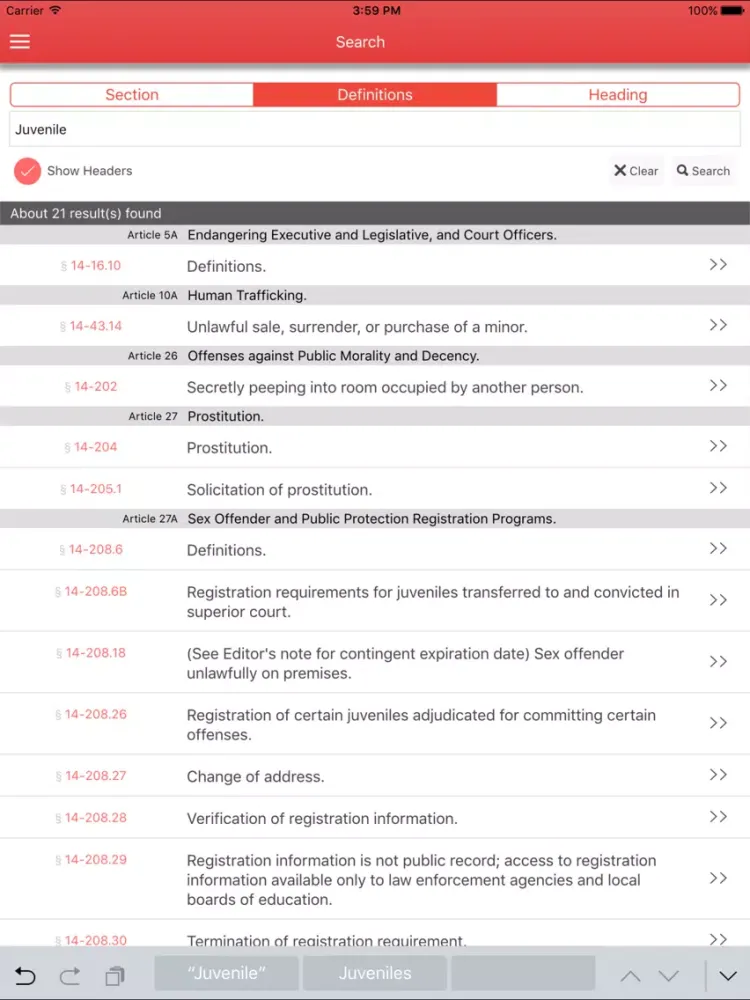 Скриншоты NC Criminal Law iPad 