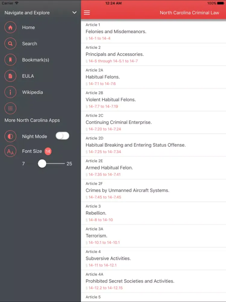 Скриншоты NC Criminal Law iPad 