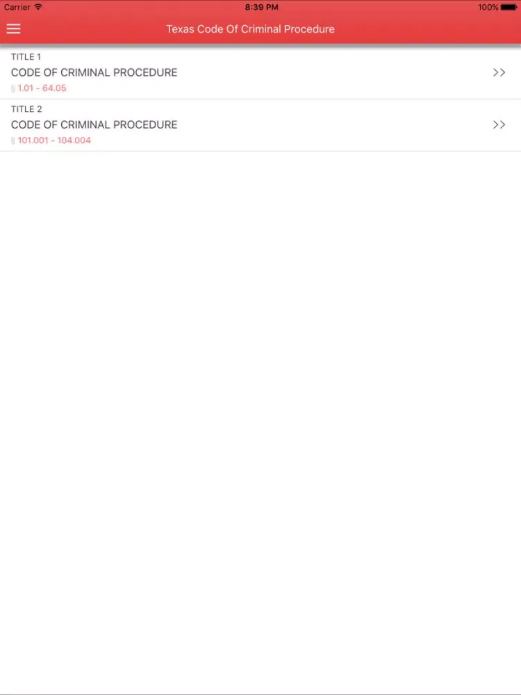 Screenshot di Texas Code of Criminal Procedure 2017 iPad 
