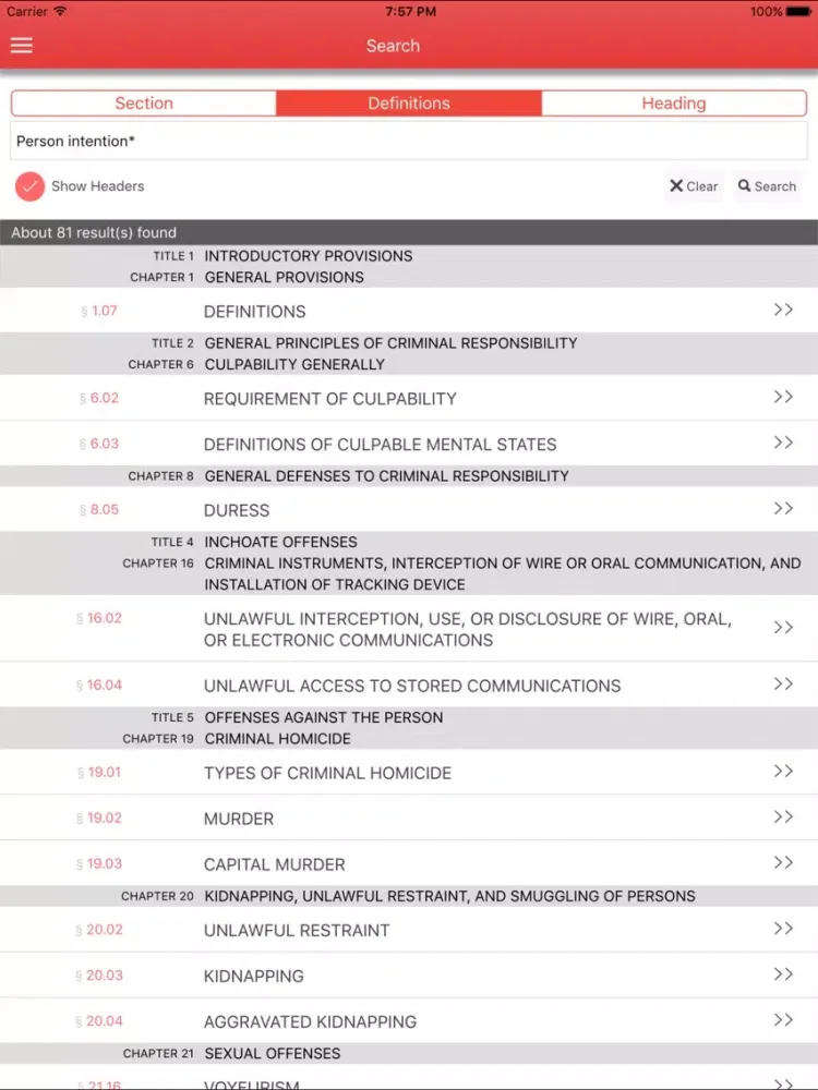 Screenshot di Texas Code of Criminal Procedure 2017 iPad 