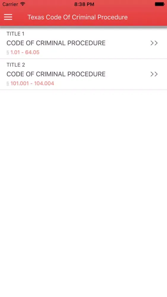 Screenshot di Texas Code of Criminal Procedure 2017