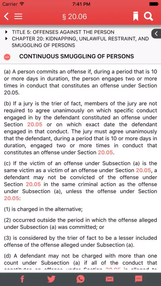 Screenshot di Texas Code of Criminal Procedure 2017