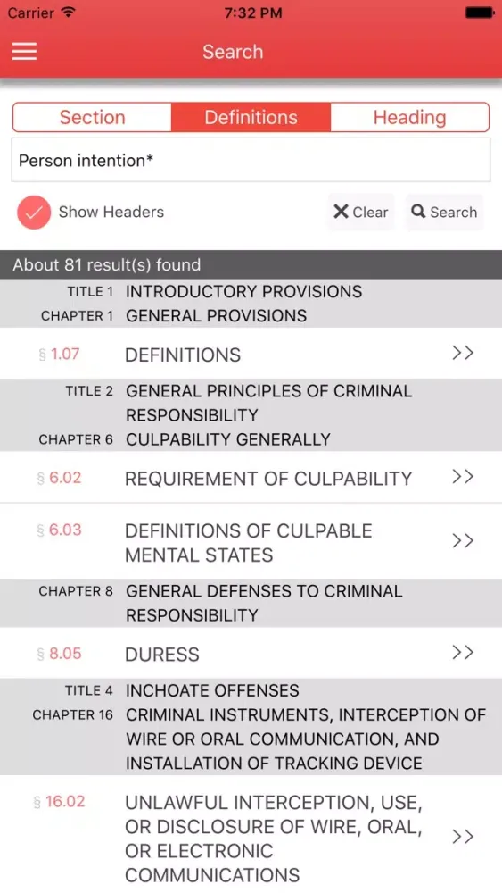 Screenshot di Texas Code of Criminal Procedure 2017