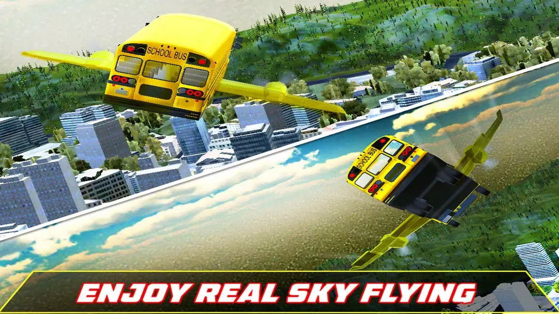 Flying School Bus - 3D Simulator স্ক্রিনশট