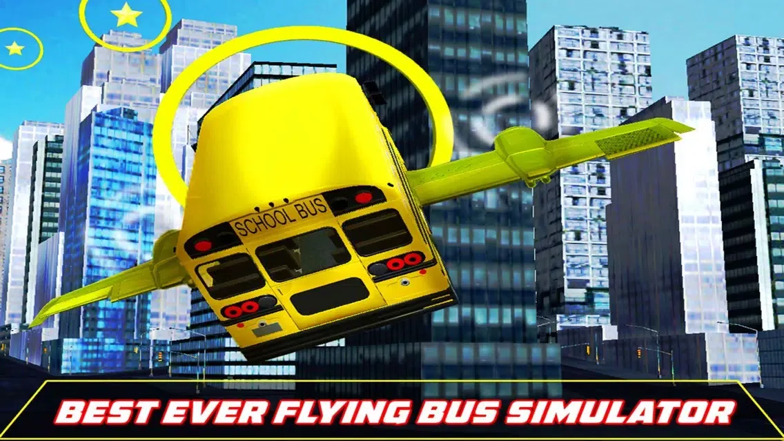 Flying School Bus - 3D Simulator স্ক্রিনশট