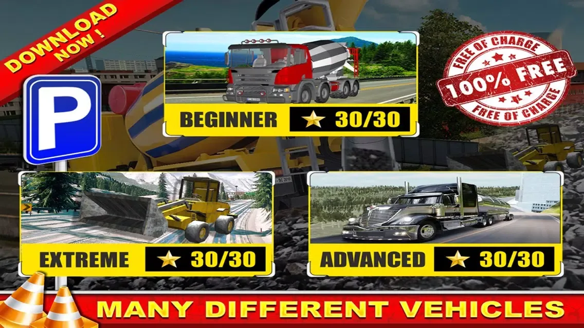 Capturas de tela do Multi Level - Big Truck, Mixer Truck, Backhoe - Parking Simulator 3D Games