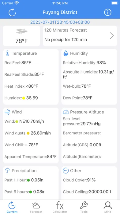 Tangkapan layar Meteo Calc: Weather Forecast