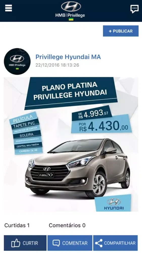 Capturas de tela do Privillege Hyundai Imperatriz