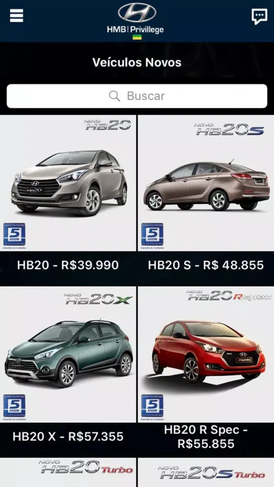 Capturas de tela do Privillege Hyundai Imperatriz