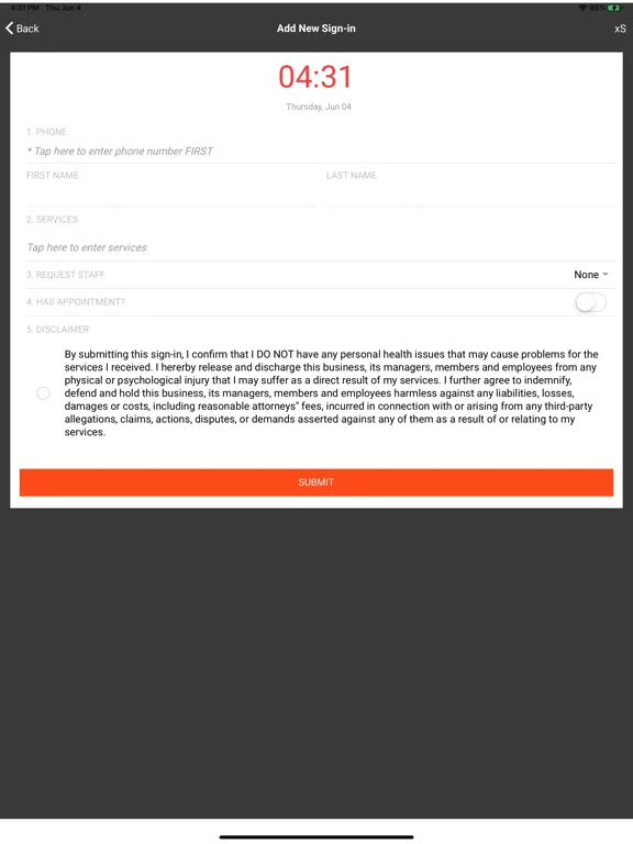 Tangkapan skrin xS Sign-in iPad 