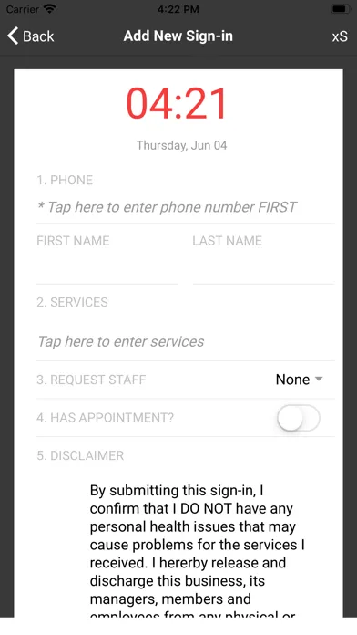 Tangkapan skrin xS Sign-in