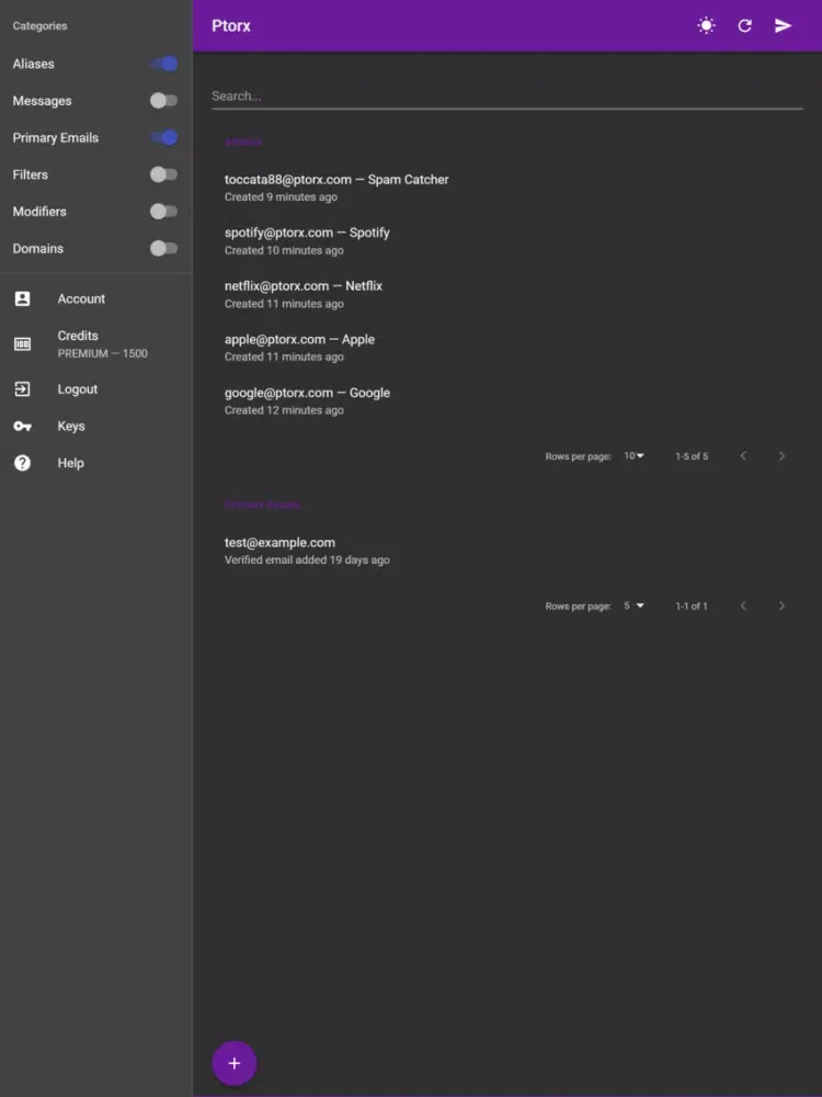 Ptorx - Email Aliases iPad 应用截图