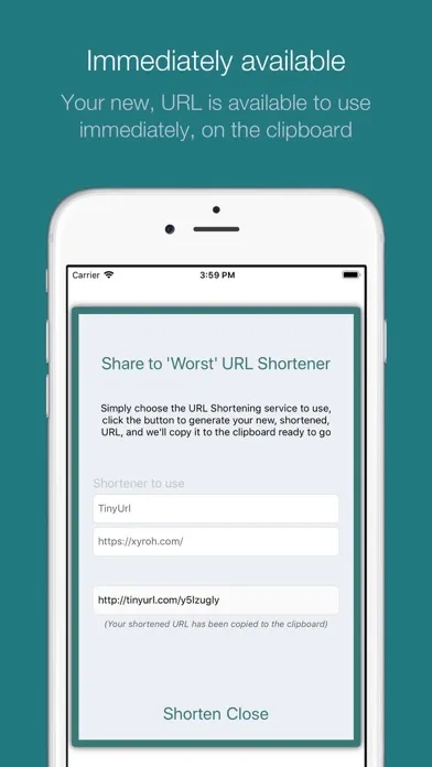 Captures d'écran de ‘Worst’ URL Shortener