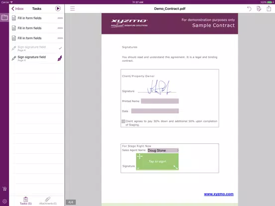 xyzmo Signature Capture iPad  Screenshots
