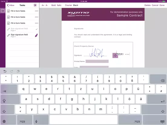 xyzmo Signature Capture iPad  Screenshots