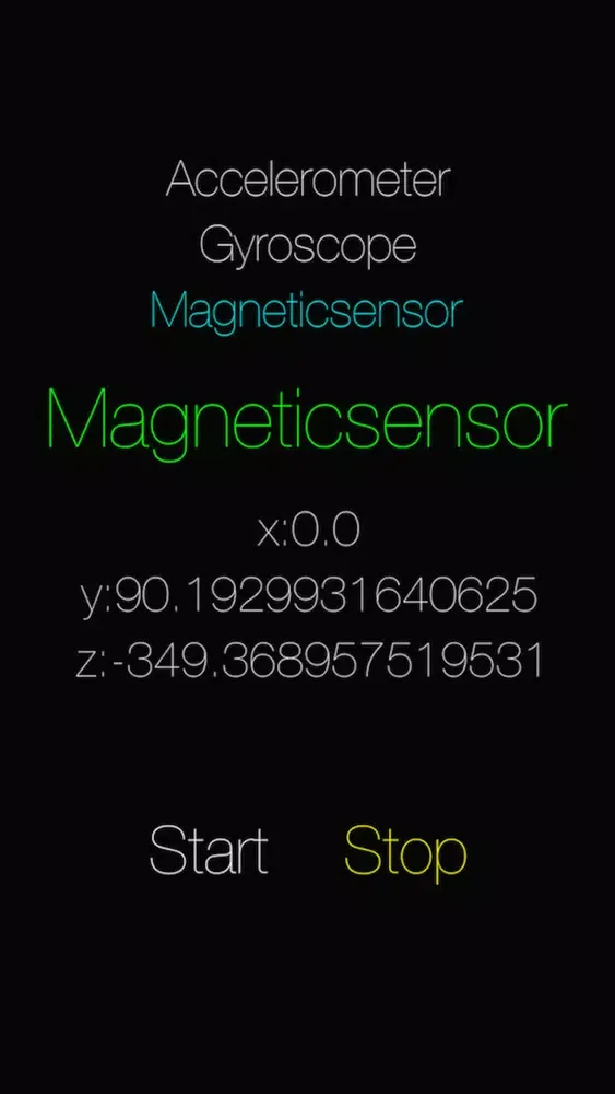 Tangkapan skrin Catkun Accelerometer Gyroscope Magneticsensor