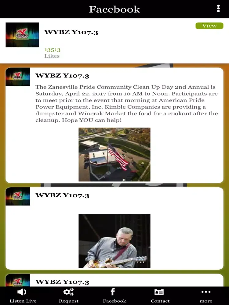Tangkapan layar Y107.3 WYBZ iPad 