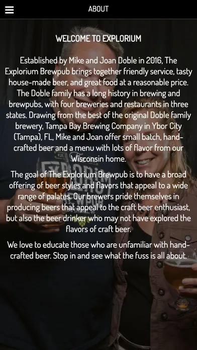 Zrzuty ekranu The Explorium Brewpub App