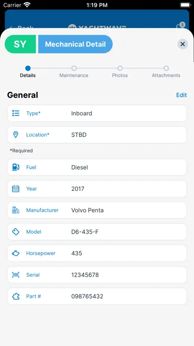 Zrzuty ekranu YachtWave - Maintenance App