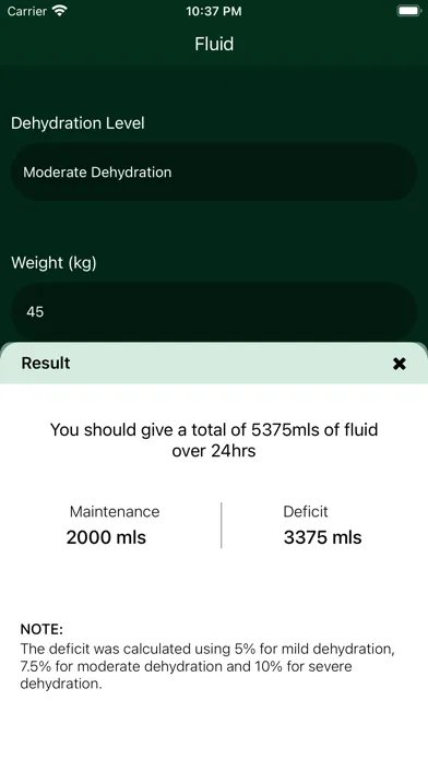 Fluid-Electrolyte Calculator Screenshots