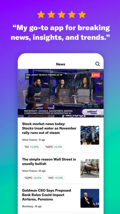 Capturas de tela do Yahoo Finance: Stocks & News