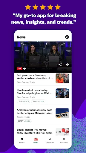 Captures d'écran de Yahoo Finance: Stock News